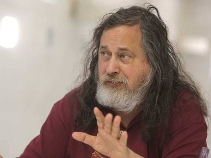 Richard Stallman, pai do software livre, na quarta-feira, durante a entrevista em San Sebastián