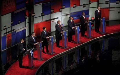 Os sete participantes no debate de North Charleston