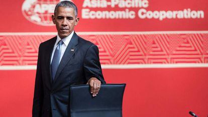 Obama, antes de tomar assento no fórum da APEC no Peru.