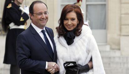 François Hollande y Cristina Fernández no Palacio del Elíseo