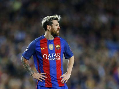 Messi no Camp Nou durante o jogo contra o Manchester City.