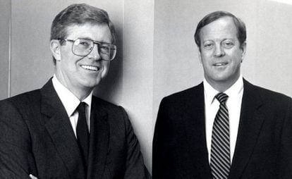 Os irmãos Charles (esquerda) e David Koch, em 1970. 