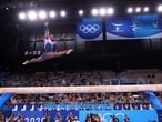 Tokyo 2020 Olympics - Gymnastics - Artistic - Women's Beam - Final - Ariake Gymnastics Centre, Tokyo, Japan - August 3, 2021. Simone Biles of the United States in action on the balance beam REUTERS/Mike Blake