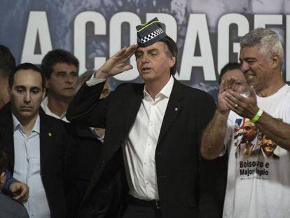 Jair Bolsonaro,na convenção de seu partido, em São Paulo.