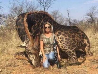 Uma das imagens da caçadora norte-americana publicadas na conta de Twitter do Africa Digest.