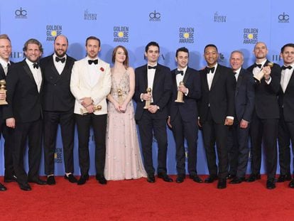 A equipe de 'La La Land', com sete estatuetas.