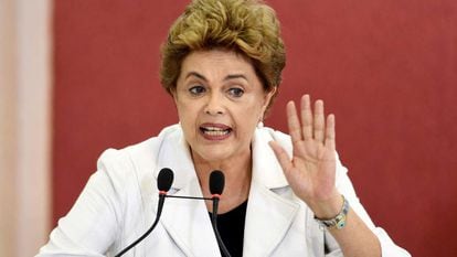 Dilma Rousseff, durante uma coletiva de imprensa ontem em Brasília.