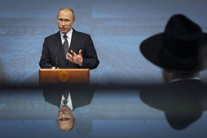 Presidente Vladimir Putin em discurso para lembrar a libertação de Auschwitz.