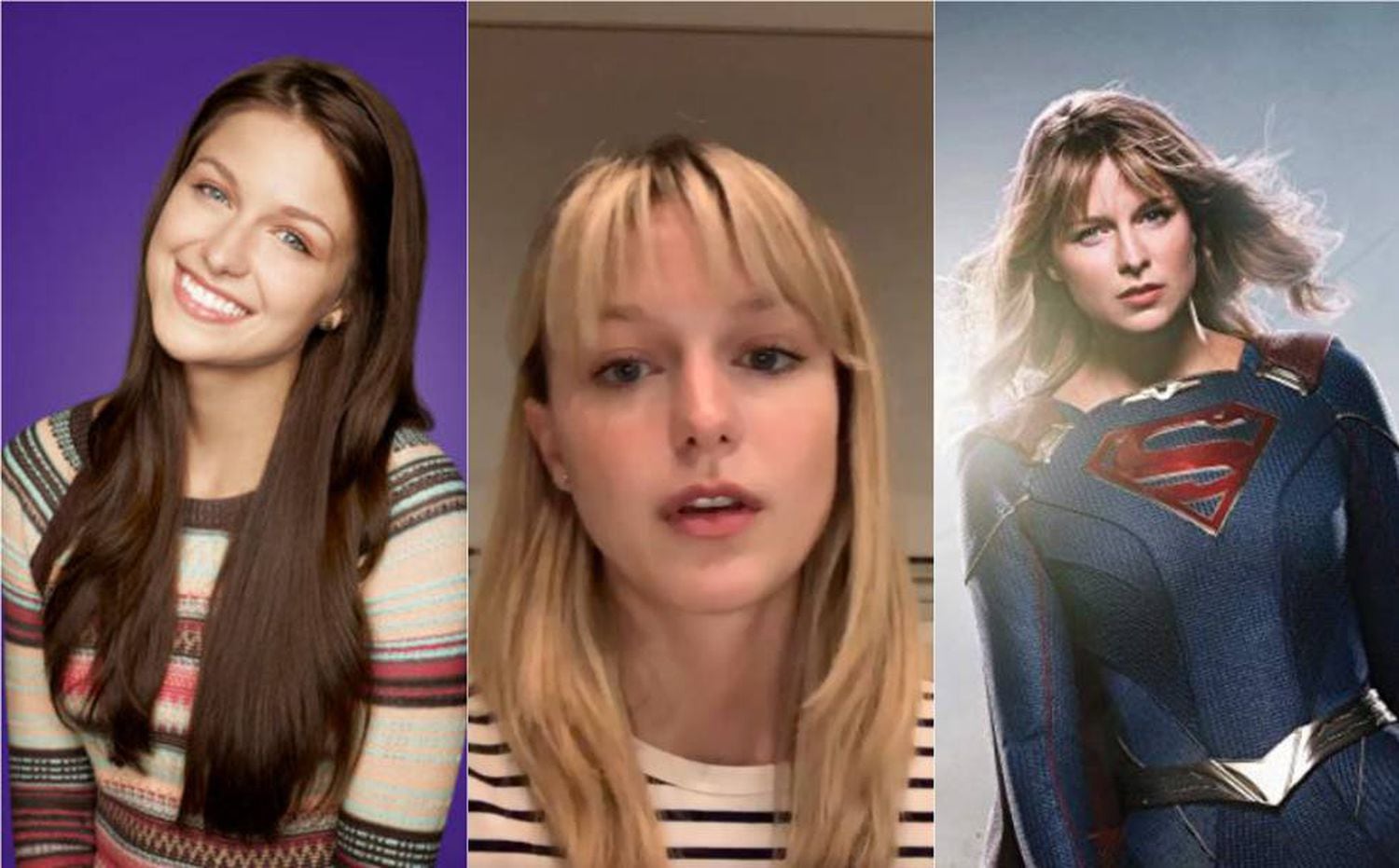 Melissa Benoist, em 'Glee', em seu vídeo no Instagram e em 'Supergirl'.