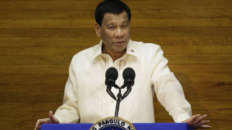 O presidente filipino Rodrigo Duterte durante discurso no dia 23 de julho