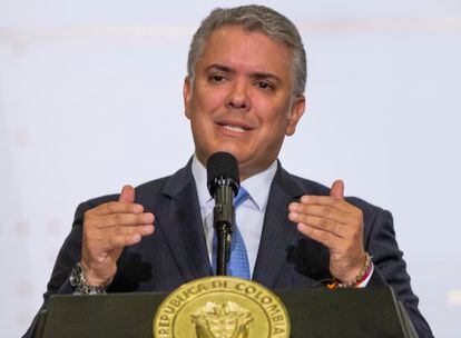 Iván Duque, presidente da Colômbia, durante um ato em Bogotá, em 2020.