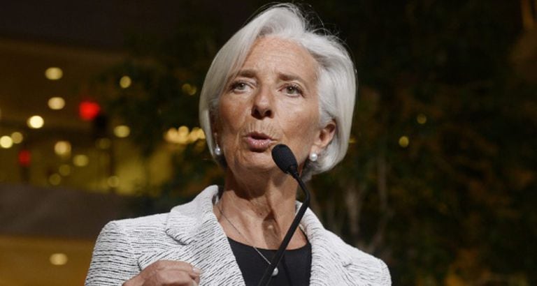 Christine Lagarde durante o anúncio do FMI.