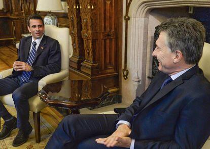 Mauricio Macri recebe Henrique Capriles na Casa Rosada