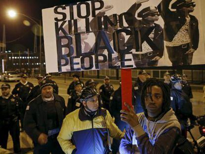 Protesto recente em Baltimore contra a violência policial.