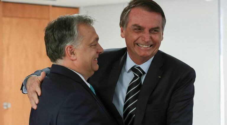 Bolsonaro e o ultradireitista húngaro Viktor Orban.