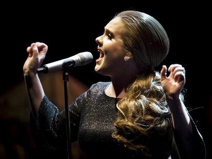 A cantora britânica Adele, durante show em Nova York.