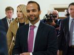 FILE - In this Oct. 25, 2018, file photo, George Papadopoulos, the former Trump campaign adviser who triggered the Russia investigation, arrives for his first appearance before congressional investigators, on Capitol Hill in Washington. On Tuesday, Dec. 22, 2020, President Donald Trump pardoned 15 people, including Papadopoulos, his 2016 former campaign adviser whose conversation unwittingly helped trigger the Russia investigation that shadowed Trump’s presidency for nearly two years. (AP Photo/Carolyn Kaster, File)