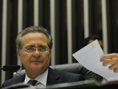 O presidente do Senado, Renan Calheiros, durante a vota&ccedil;&atilde;o.