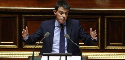 O primeiro-ministro francês, Manuel Valls, nesta terça-feira diante da Assembleia Nacional.