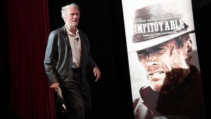 Clint Eastwood antes da sua palestra deste domingo no festival de Cannes.