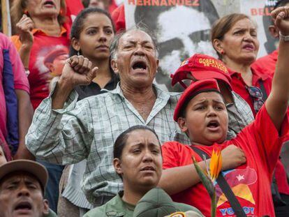 Simpatizantes do chavismo nesta sexta-feira em Caracas.
