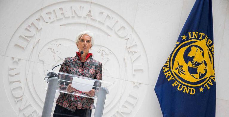 Christine Lagarde em um evento com a imprensa