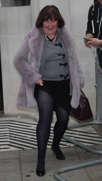 Susan Boyle, que afirma que seus bens mais caros são um casaco de pele e um perfume Chanel, fotografada em Londres, em 2014.