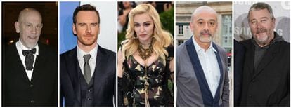 Os atores John Malkovich, Michael Fassbender, a cantora Madonna, e os estilistas Christian Louboutin e Philippe Stark.