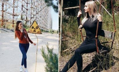Duas das imagens que podem ser encontradas buscando pela localização ‘Chernobyl’ no Instagram.