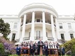 Donald Trump, en la fachada sur de la Casa Blanca, ejemplo de arquitectura neoclásica, en una imagen de 2017.