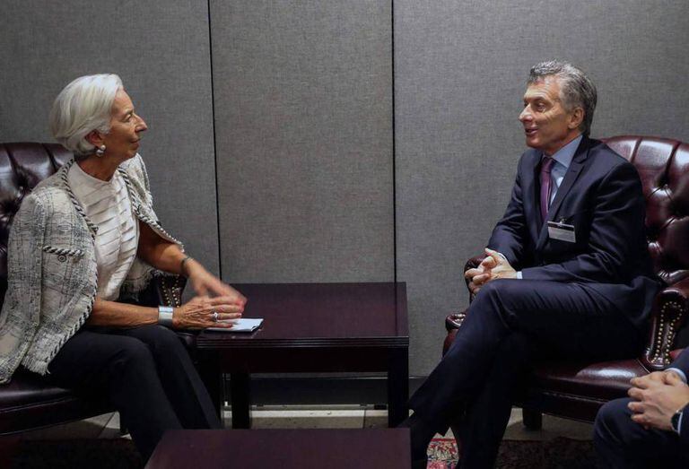 A diretora-gerente do FMI, Christine Lagarde, recebeu o presidente da Argentina, Mauricio Macri, na terça-feira em Nova York.