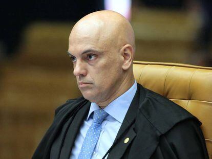 Ministro Alexandre de Moraes durante sess&atilde;o de encerramento do ano judici&aacute;rio do STF, em dezembro de 2017 