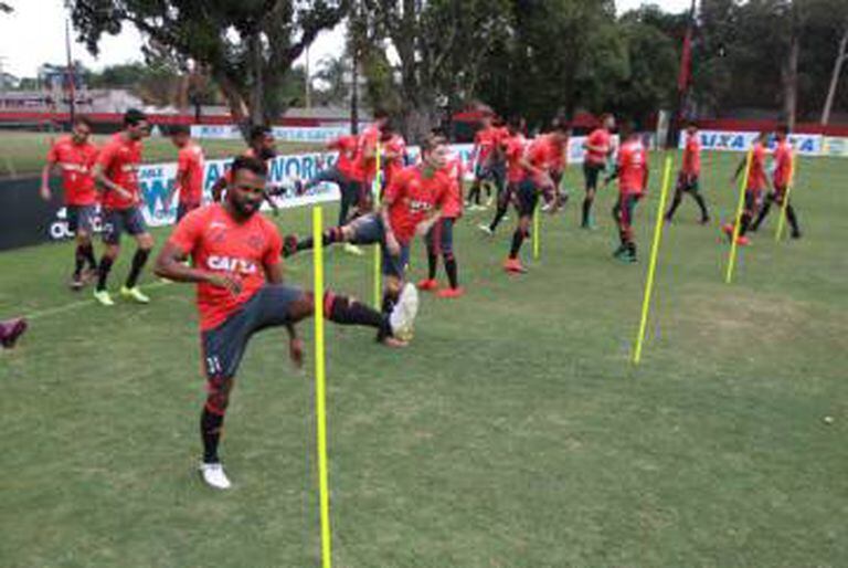 Treino de jogadores do Flamengo.
