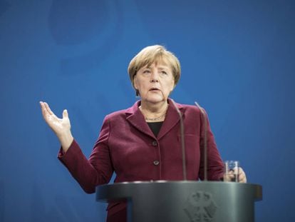 Angela Merkel, em uma recente apresentação à imprensa.