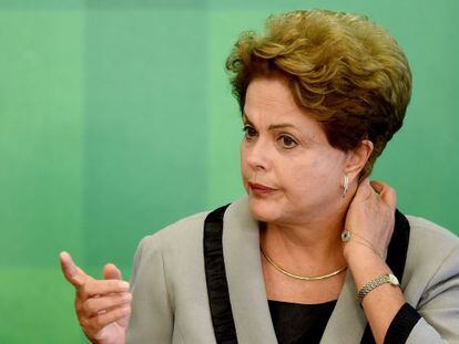 Dilma Rousseff durante evento no Pal&aacute;cio do Planalto.