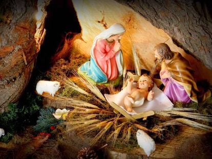 Imagem de um belén que representa o nascimento de Jesús.