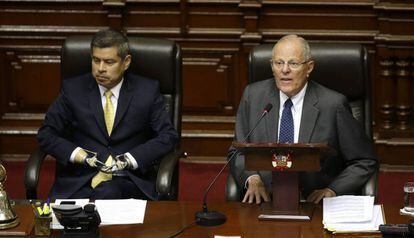 O presidente de Peru, Pedro Pablo Kuczynski, nesta quinta-feira no Congresso.