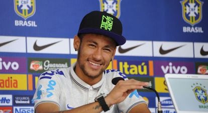 Neymar, na coletiva de imprensa.