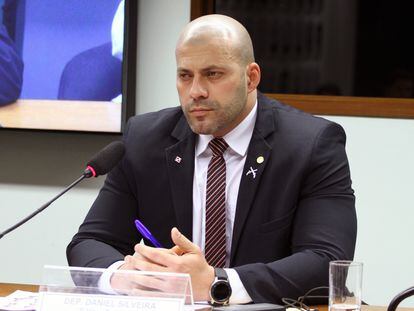 O deputado federal Daniel Silveira (PSL-RJ) durante sessão na Câmara.