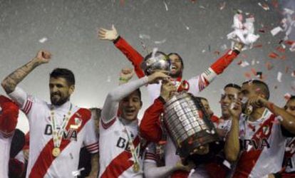 Jogadores do River celebram título da Libertadores 2015.