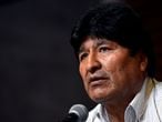 FILE PHOTO: Bolivia's former President Evo Morales speaks next to Bolivia's former Economy Minister and Movement to Socialism's (MAS) presidential candidate Luis Arce Catacora (not pictured) during a news conference in Buenos Aires, Argentina, January 27, 2020. REUTERS/Mario De Fina/File Photo