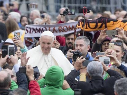 O papa Francisco nesta quarta-feira na Praça São Pedro.