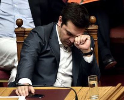 Alexis Tsipras, durante a votação no Parlamento na quarta-feira.