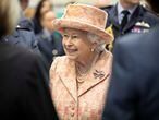 Britain's Queen Elizabeth is greeted by personnel at Royal Air Force (RAF) Marham where she inspected the new integrated training centre that trains personnel on the maintenance of the new RAF F-35B Lightning II strike aircraft, in Britain February 3, 2020. Richard Pohle/Pool via REUTERS