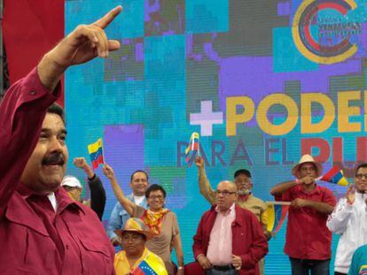 O presidente da Venezuela, Nicolás Maduro, durante comício.