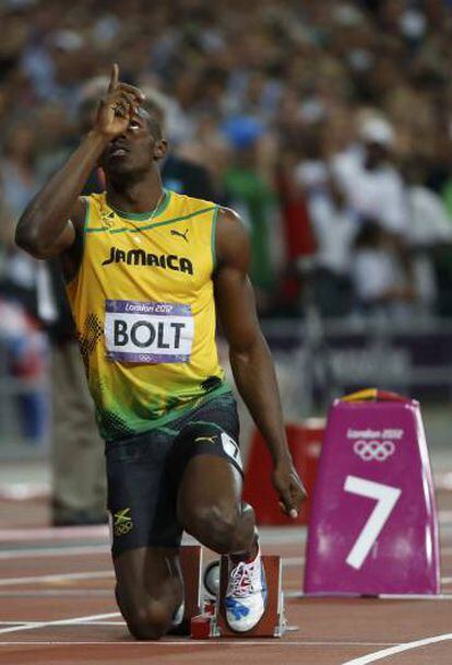 Bolt, na final dos 200m em Londres 2012.