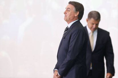 O presidente Bolsonaro e o ex-ministro Bebianno, em 2 de janeiro deste ano. 