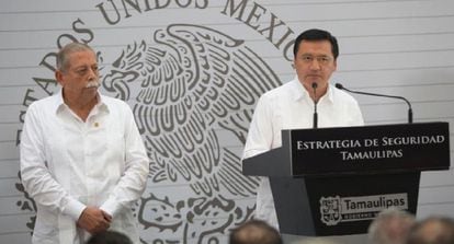 O governador de Tamaulipas (à esq.) e o ministro de Governo.