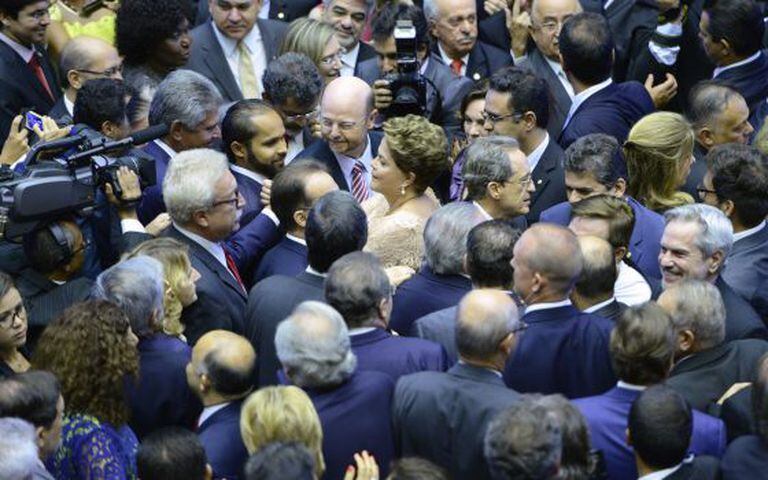 Dilma no Congresso em 1º de janeiro de 2014, para seu discurso de posse.