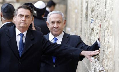 Bolsonaro e Netanyahu no Muro das Lamentações.